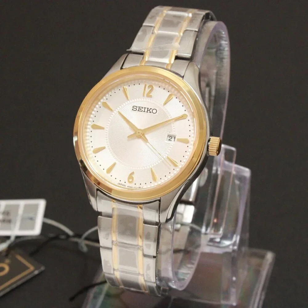 Ladies Seiko Essentials Two Tone Textured Dial 30mm
